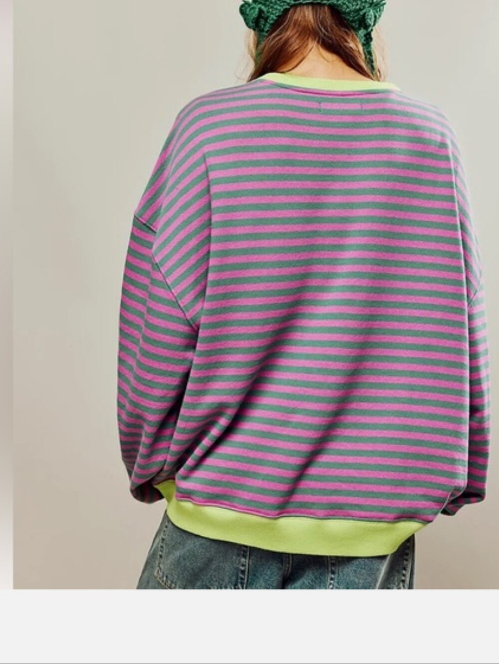 We The Free Pink Neon Stripe Oversized Classic Sweatshirt 98.00 - Picture 8 of 8